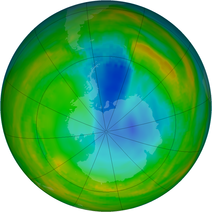 Antarctic ozone map for 22 July 1984